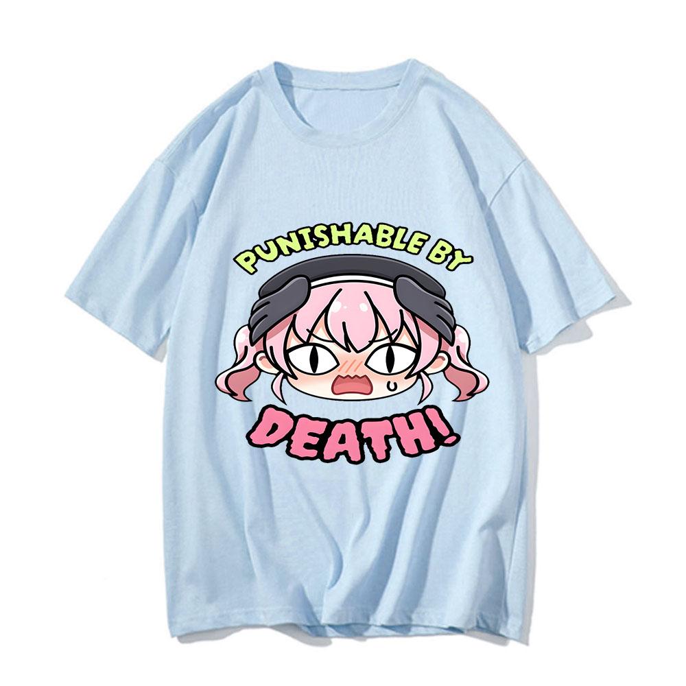 Blue Archive Punishable By Death Print T Shirt Rap Men's Women's Tshirt Cartoon Oversized Short Sleeve Casual Pure Cotton Tees