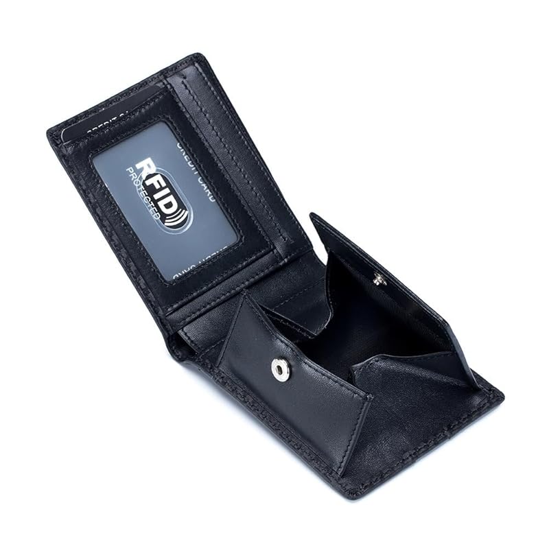 

[Yocipa] RFID prevention bifold genuine leather men s wallet compact Thin multifunctional card case men s bifold wallet mini coin Get in Coin case