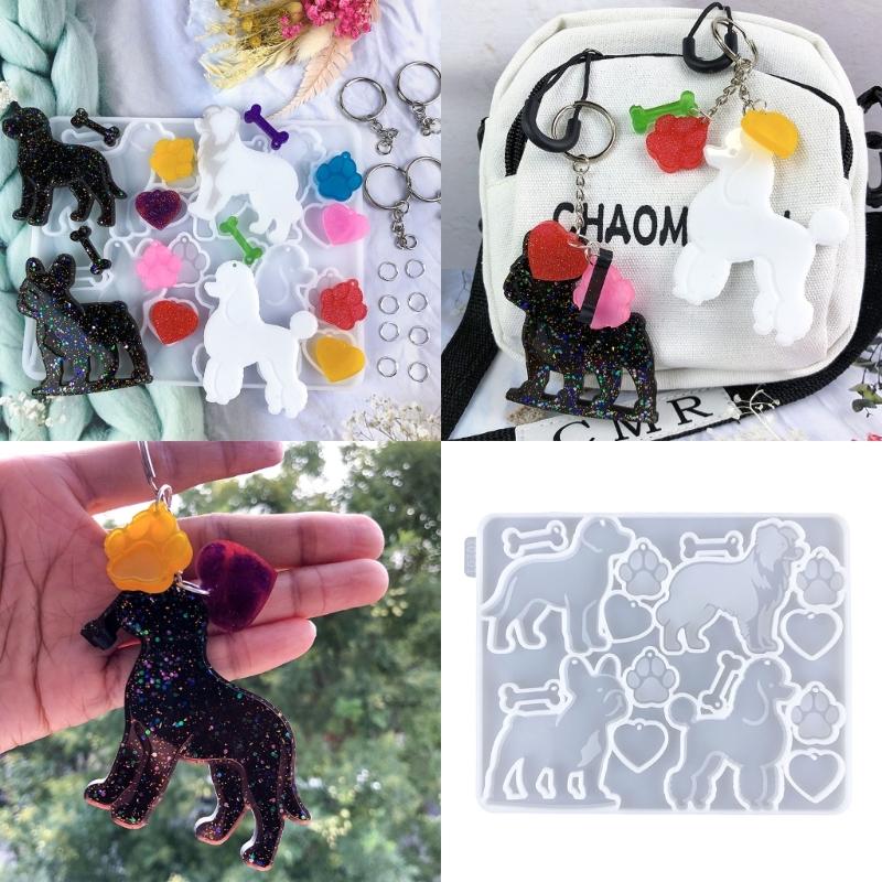 Silicone Animal Keychains Molds Pendant Moulds Resin Molds Dog Series Jewelry Part Molds Silicone Texture for Crafting