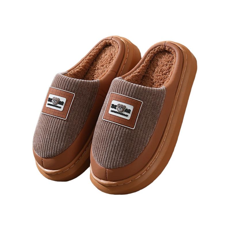 

Мужские хлопковые тапочки большого размера 2025: Комнатные Нескользящие, Бархатные Теплые, Для Ношения в Зимне-Осенний Сезон XL кофейный