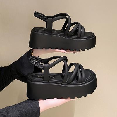 Sandals Women's Fashion Summer New Muffin Cross with Platform Women's Shoes Roman Style Foot Sandals
