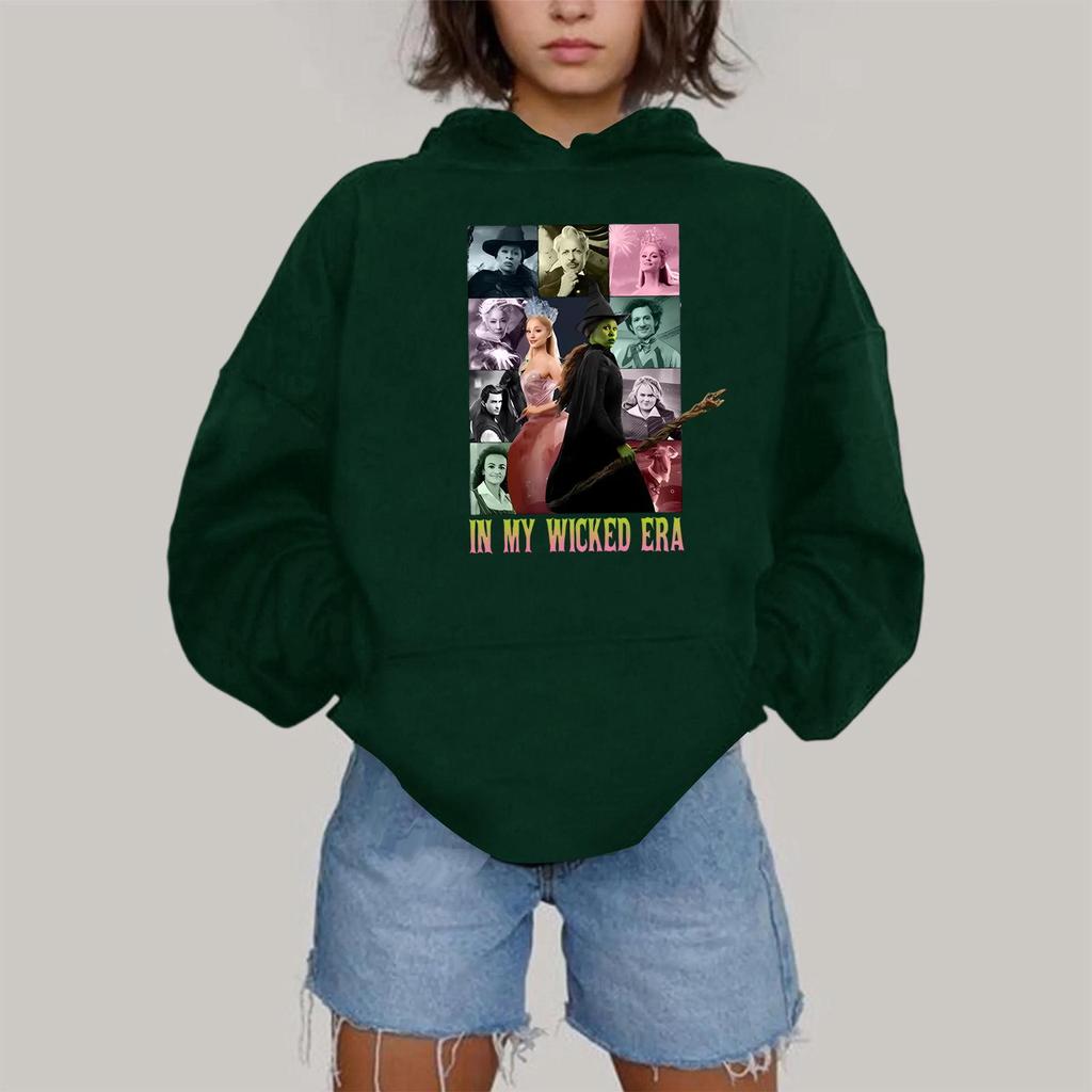 Dámská módní ležérní mikina s kapucí, dlouhým rukávem a potiskem