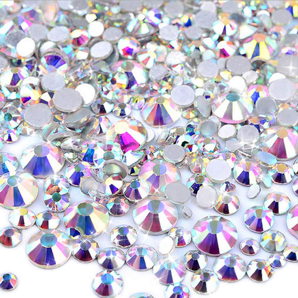 XIULI Colored Rhinestones for DIY Nail Decor and Clothing High 1440 Pieces Sizes Use, Light-Receiving, Approx. (Mixed SS3-20) (White AB)