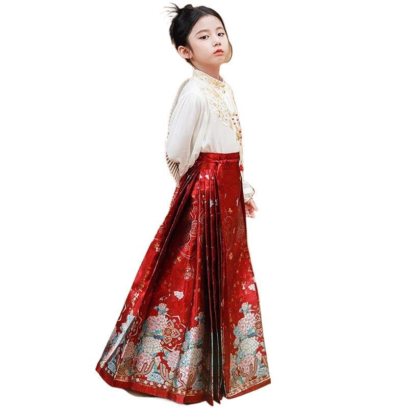 2026 Modern Ma Mian Qun Children's Chinese Hanfu Tang Suit Skirt for Girls - Ancient Style, Spring/Autumn Collection