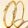 Trendy Stainless Steel Square Tile Bracelet with Bow Design for Women