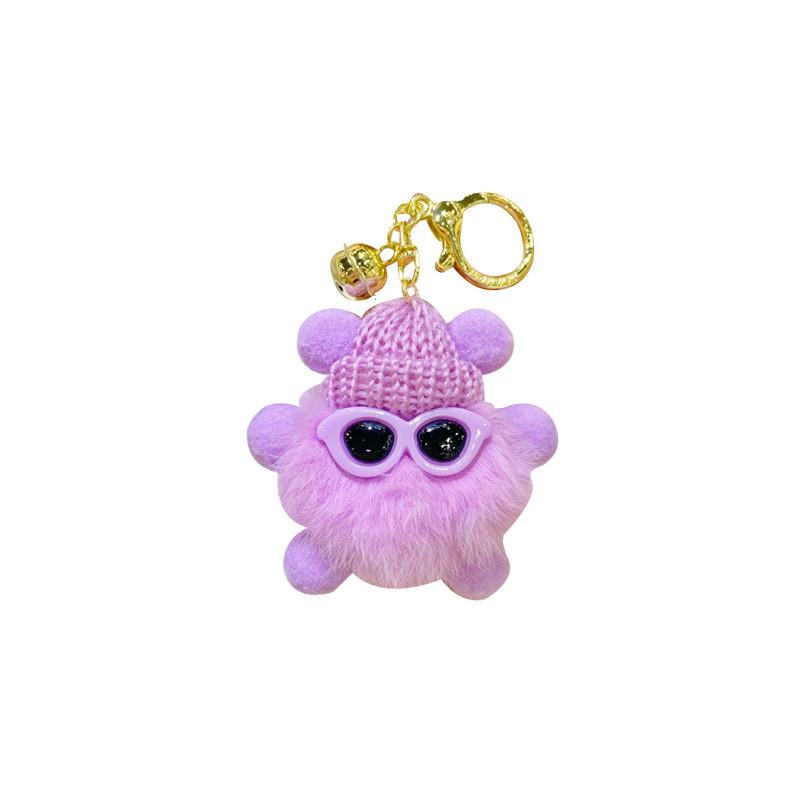 Cartoon Unique Plush Rabbit Fur Keychain Colorful Pom Pom Decoration For Bags Accessories And
