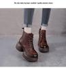 Genuine Leather Zippered Retro Platform Heel Women's Martin Boots