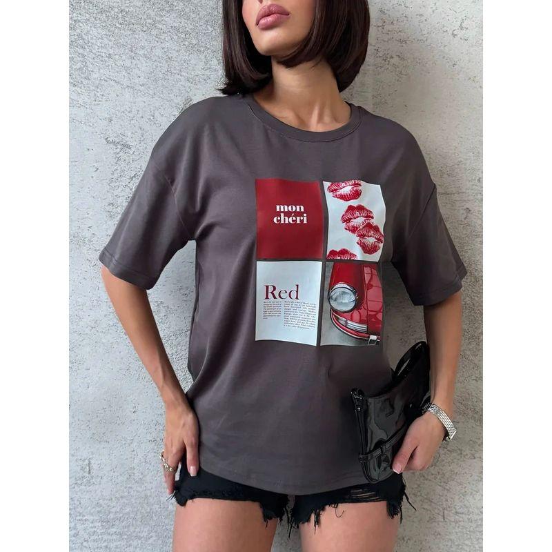 Loose Printed T-shirt Fashion Style New Arrival Fashion Print Short Sleeve Cotton T-shirt Loose All-Matching Top