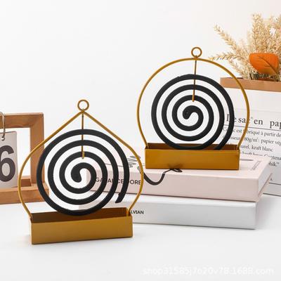 Lot de 2 porte-encens en métal, brûleur d'encens en spirale répulsif, support portable pour cendrier de bureau, décoration