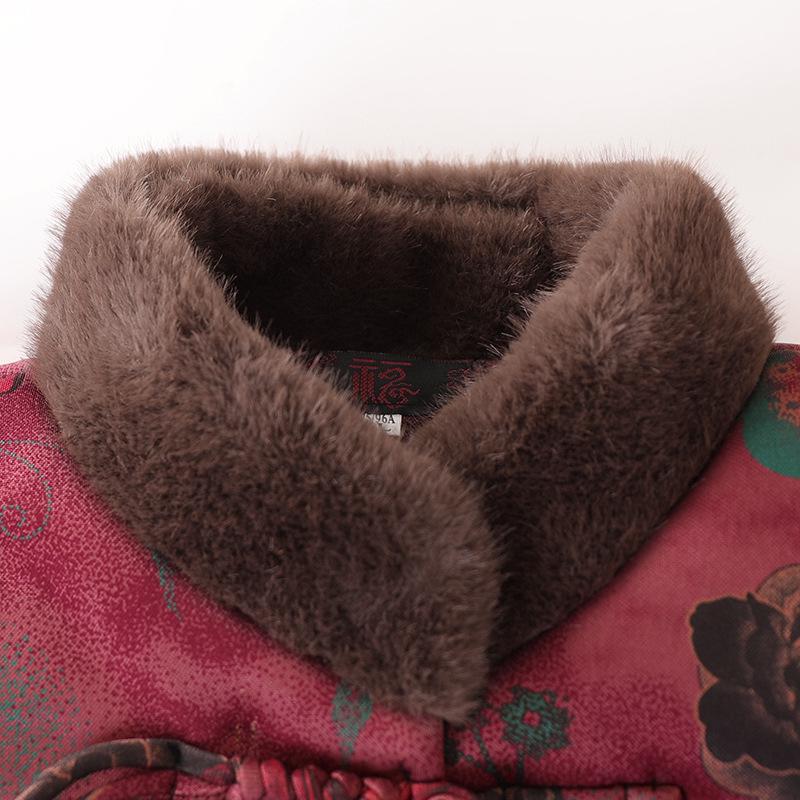 Grandma Winter New Style Chinese Tang Suit Cotton Jacket for Women with Velvet Lining
