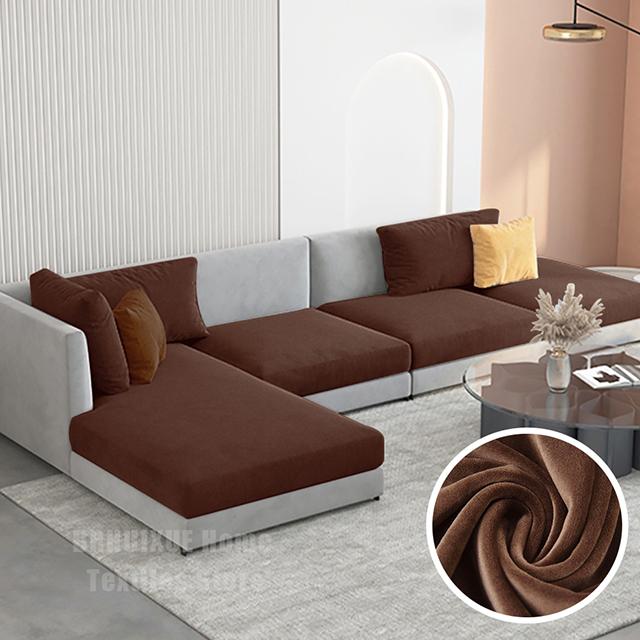 

Elastic Velvet Sofa Seat Cushion Cover For Living Room Furniture Protector Removable L Shape Corner Armchair Sofa Covers Pillowcase-1pcs глибокий кавового кольору