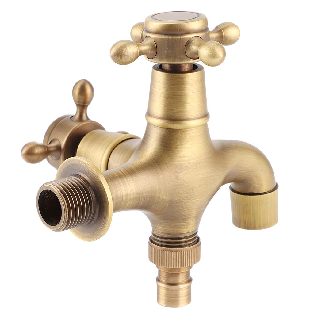G1/2in Thread Bathroom Copper Single Cold Faucet Washing Machine Mop Pool Water Tap Retro Gold Water Tap Washing Machine Faucet