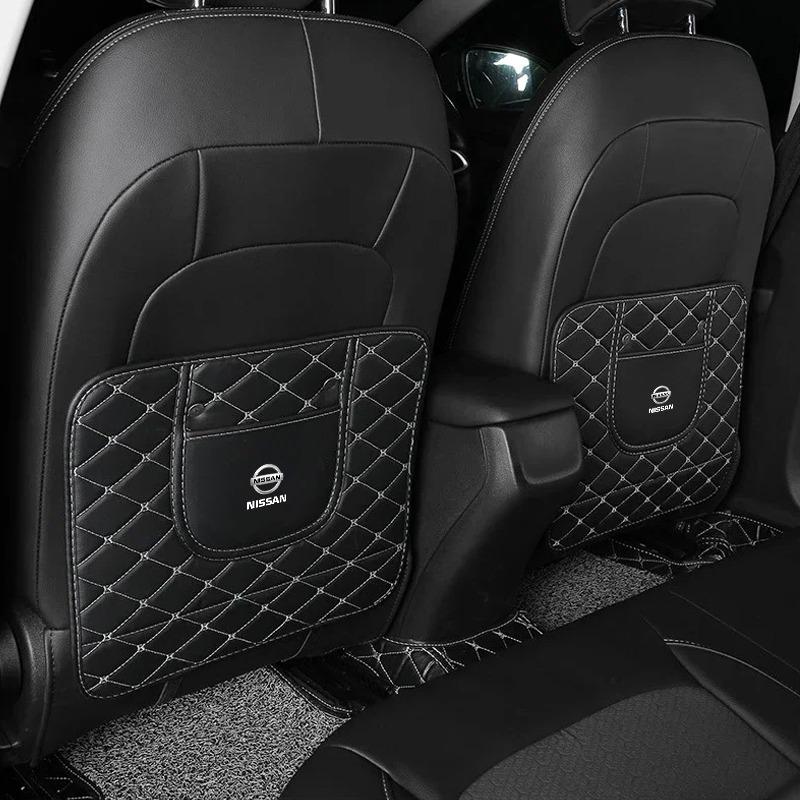 Leather Car Anti-Kick Mats Auto Seat Back Protector Cover Car Goods For Nissan Nismo Qashqai Teana X Trail T32 T31 Tiida Juke