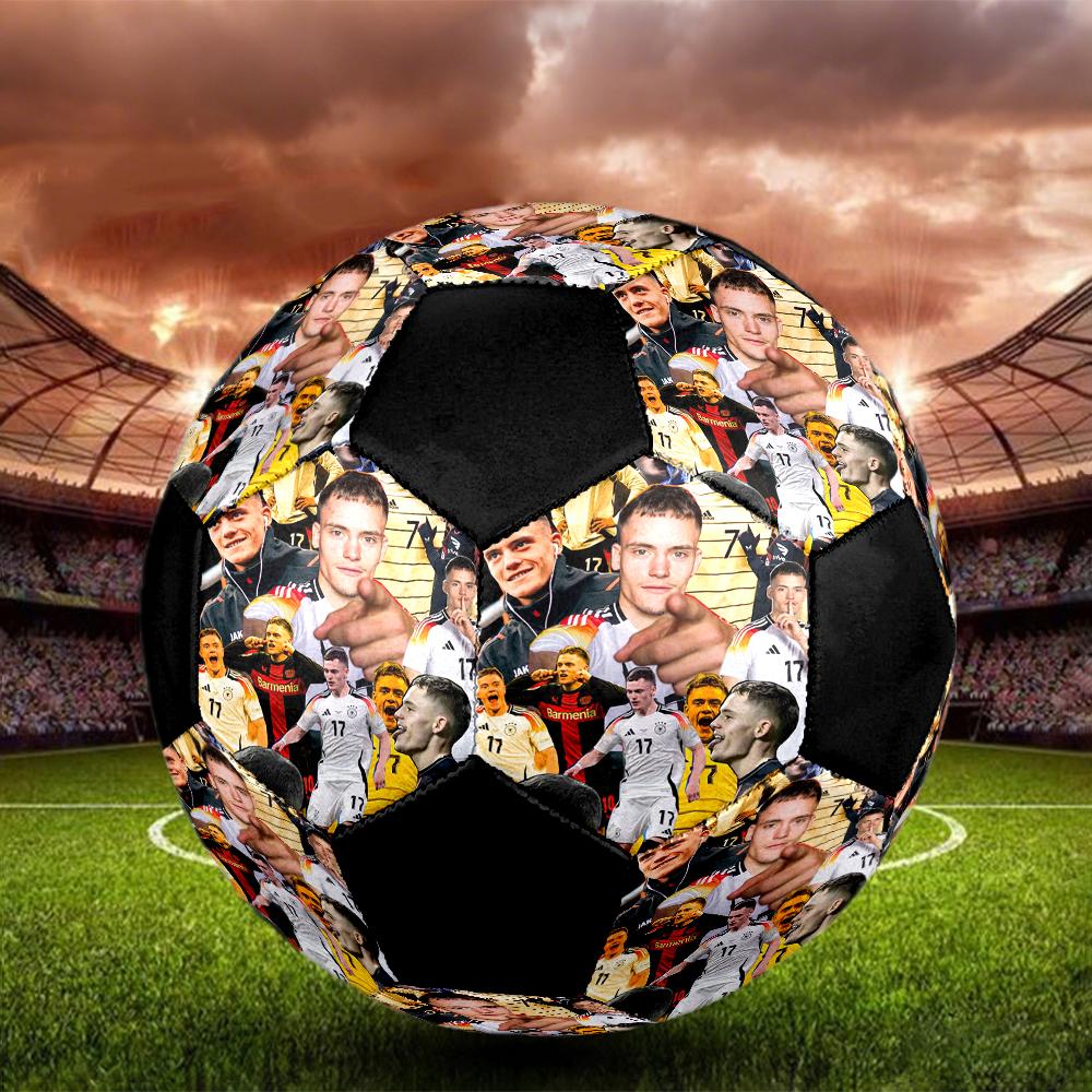 Florian Wirtz Indoor Soccer Ball Colorful Machine Stitched PVC Size 5 Team Training Competition Ready Durable High-Bounce Cool Sports Gift