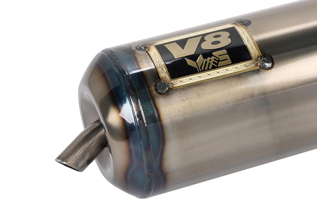 Horizontal type V8 chamber muffler for Honda Dio Hawaiian rustproof aftermarket (Live Dio/J/ST/SR/ZX/Cesta/AF34/AF35 G-Dash) - chamber, finish, part.
