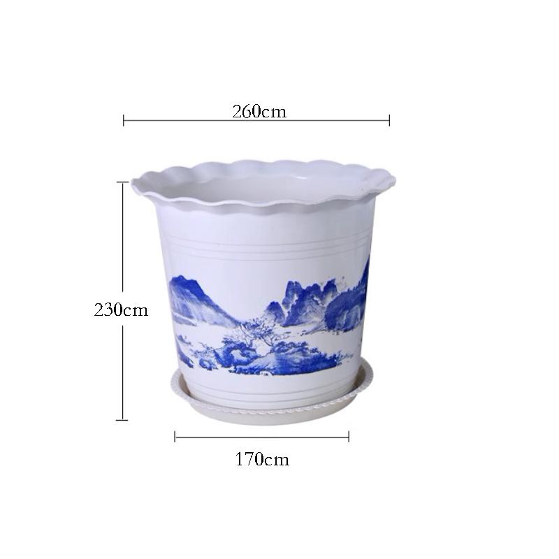 Plastikowa Falista Doniczka Zagęszczona Biała w Stylu Chińskim Jednostka Krajobrazowa Odpowiednia dla Dużych i Średnich Roślin Doniczkowych