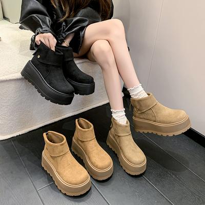 Bottes de Neige Mode Femme 2025 Automne Nouveau Semelle Épaisse Rehaussante Daim Bottes Birken Femme)