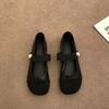 2025 Spring One-word with Mary Jane Women's Shoes Small Thick Heel Square Head Shallow Mouth Single Shoes