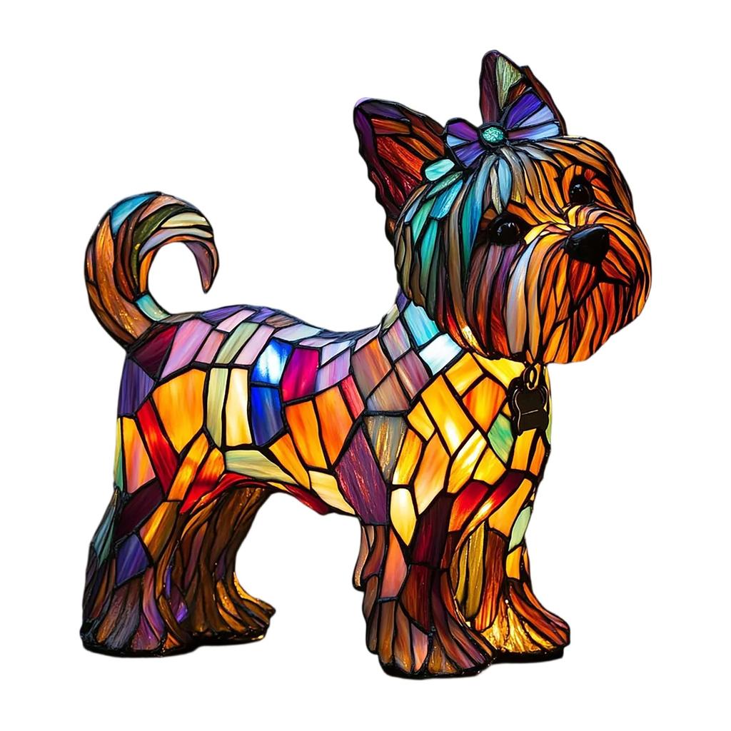 Luz Noturna de Arte Série Cães, Lâmpada Francesa, Lâmpada Corgi, Luz Noturna de Mesa de Resina Manchada, LED Mesa de Animal de Estimação Fofo, Decoração de Casa Animal Vintage