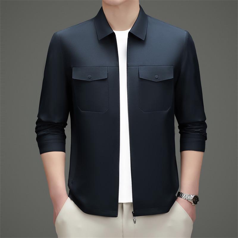 2026 Men's Spring Lapel Zipper Jacket: Casual, Trendy, and Versatile for Middle-aged Dads