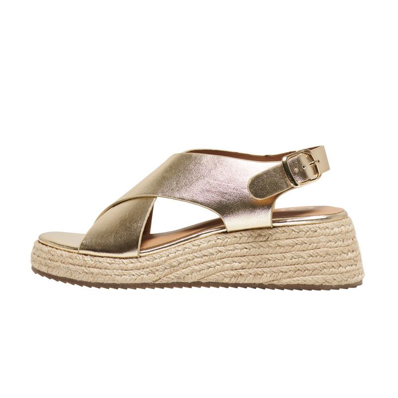 Shiny Minerva Espadrille Wedge Sandals with Buckle Woman ONLY