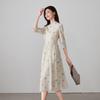 Robe en coton imprimé floral style chinois nouveau pour femme SOFSIL