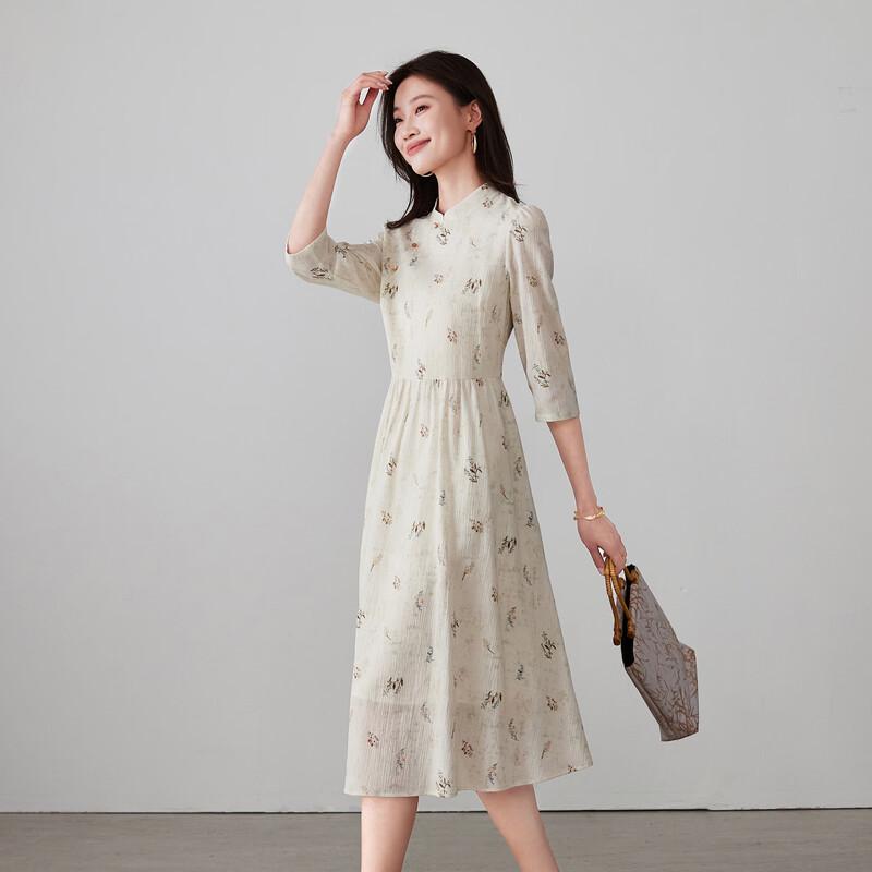Robe en coton imprimé floral style chinois nouveau pour femme SOFSIL