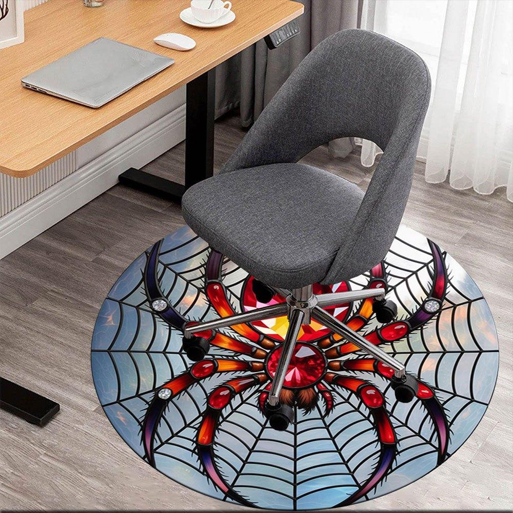 

Stained Glass Spider Web Window Art Decorations for Home Halloween Festival Party SuppliesRound Non-Slip chair mat chair carpet for office Rugs for Of 80cm by 80cm