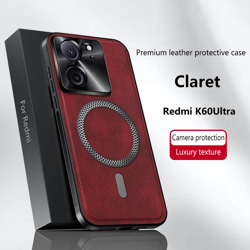 Redmi K60 Ultra Kılıfı Manyetik Zarif Deri Aşınmaya Dayanıklı Lens Tam Kapsamlı Kaymaz Tutuş Kenar Kapak Kabuk