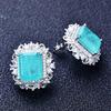 Paraiba Necklace, Emerald Cut Pale Green Stud Earrings Set