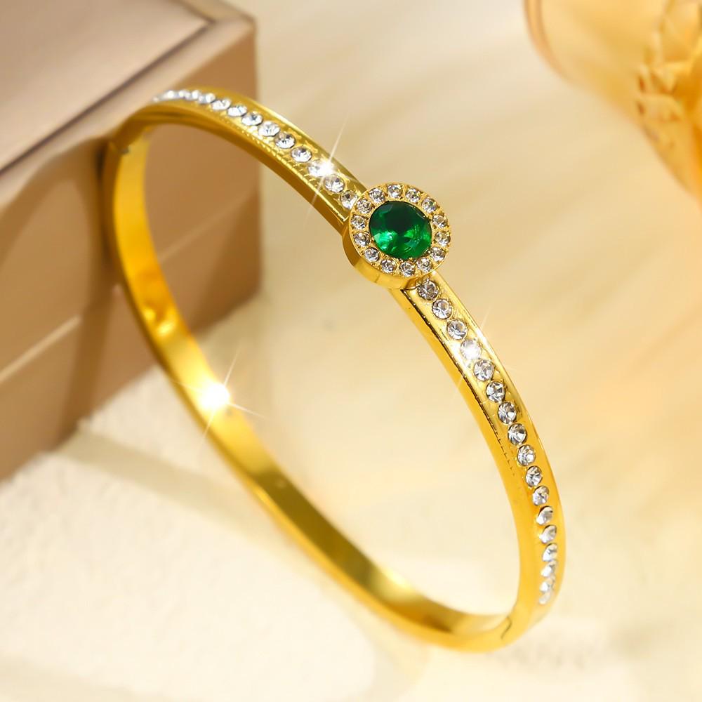 Модный браслет из нержавеющей стали со звездой и драгоценным камнем золотой