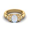 8x6MM Oval Shape Moonstone Gemstone 925 Sterling Silver Gold Vemreil Solitaire Women Wedding Ring