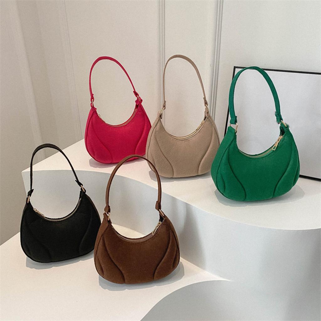 Yousheng Damen Schultertasche Knödelform Filztasche Reißverschluss Einfarbig Große Kapazität Pendler Geldbörse für Schule Party Reise Straße Urlaub