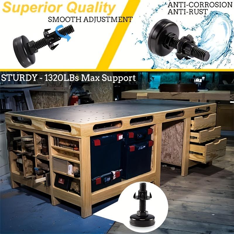 4pcs Adjustable Leveling Feet, Furniture Leveling Feet, Table Feet, Heavy Duty Leveling Feet for Cabinets, Sofas, T-Thread Nut Set, Large Base Black