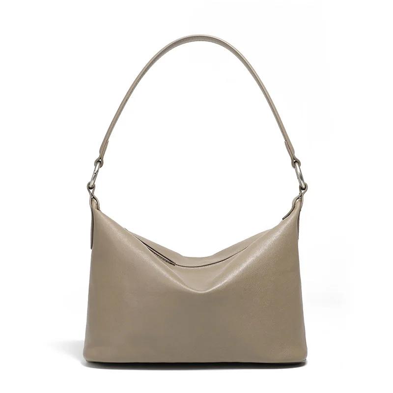Ladies' 2025 Summer Vintage Veg-Tanned Cowhide Hobo Bag - Classic & Versatile Crossbody for Commuting Women's Shoulder Handbag