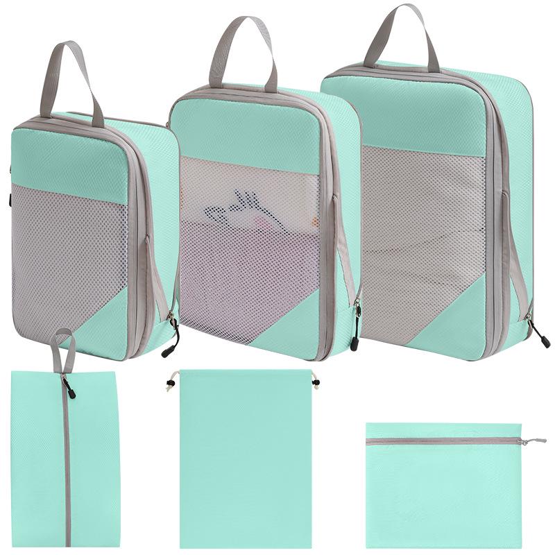 7-Piece Travel Compression Organizer Set for Clothes, Shoes, and Cosmetics