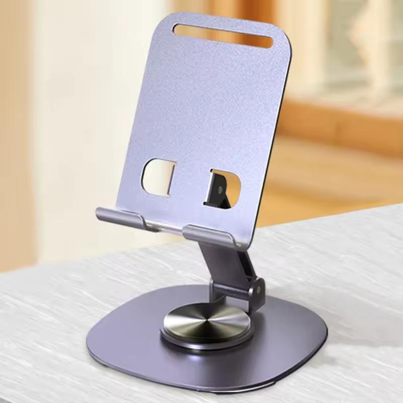 360 Rotating Cell Phone Stand Adjustable Foldable Desktop Holder Phone Mount Compatible with All Mobile Phones and Tablets чёрный