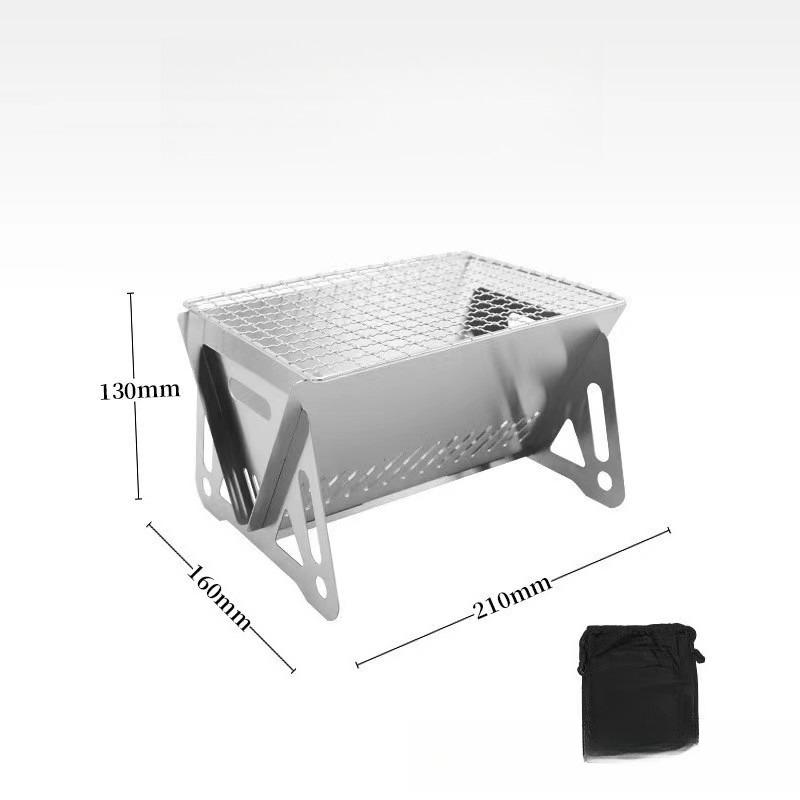 Outdoor Mini Grill, Barbecue, Camping, Folding Coffee Stove, Tea Drinking Charcoal Stove, Stainless Steel Card-style Small Stove