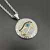 Pendentif Collier Oeil d'Horus Égyptien & Chaîne pour Hommes Femmes Couleur Or Acier Inoxydable Rond Hiphop Bijoux Anciens Égypte N1238