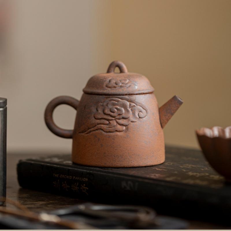 Old Rock Mud Rough Pottery  Shape Tea Pot Retro Teapot Tea Kettle Tea Ceremony Tea Making Single Pot Tea Ceremony