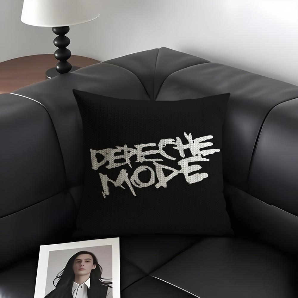 Copricuscino D-Depeche M-Mode Band Lino Naturale Tessuto Biologico Stampa Bifacciale Divano Arredamento per la Casa Federa Regalo
