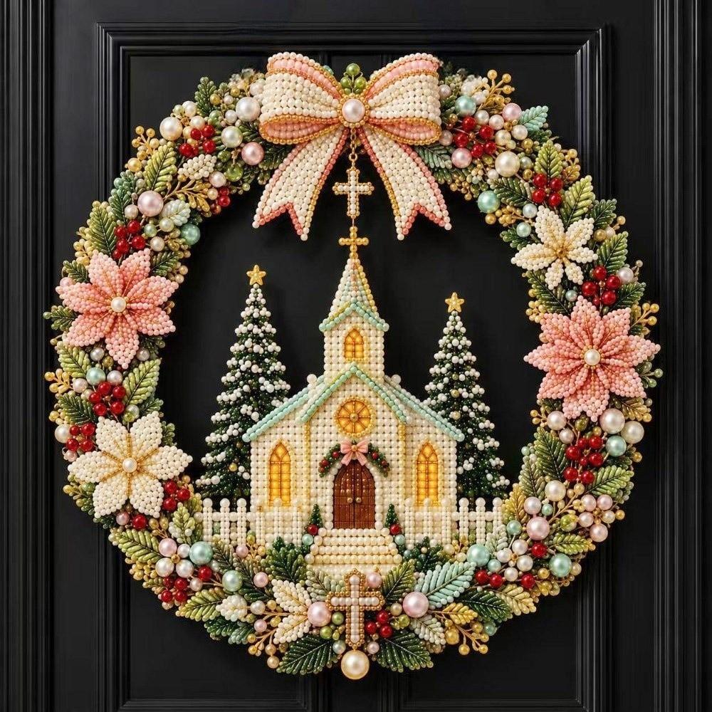 Christmas DIY Hanging Pendant Pearl Rhinestones Wall Ornaments Creative Xmas Tree Charm For Adults