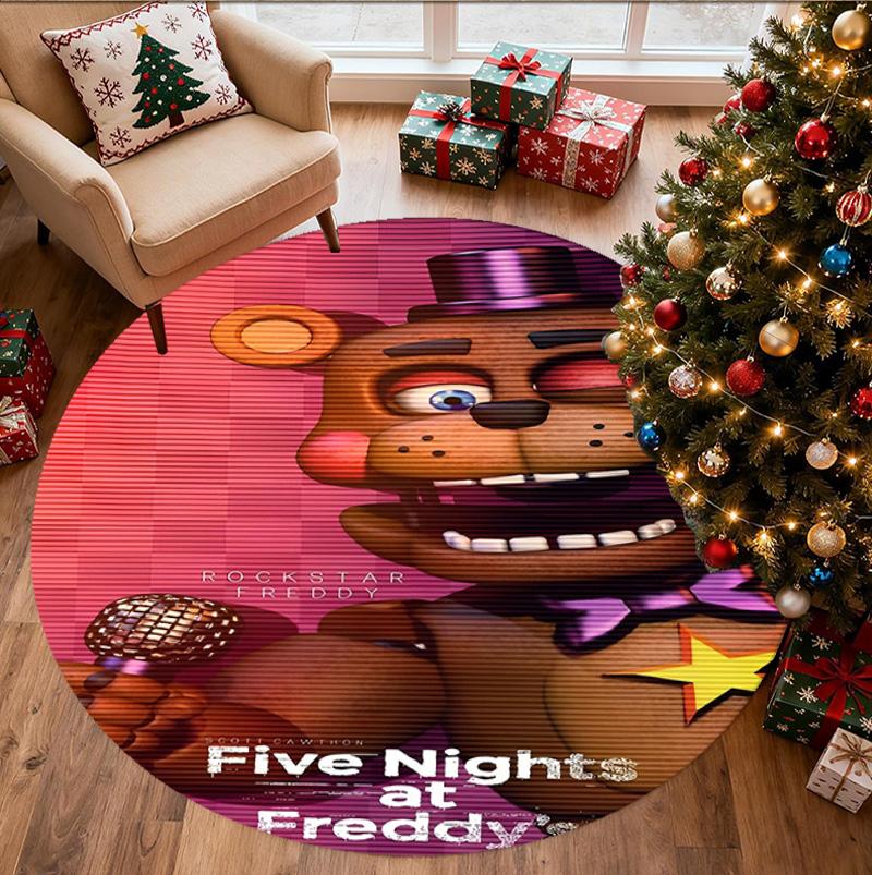Five Nights at Freddy's Pattern Round Rug, Indoor/Outdoor Mat, for Picnic, Gameroom, Bedroom, Office, Living Room, Home Decor Carpet, Birthday Gift