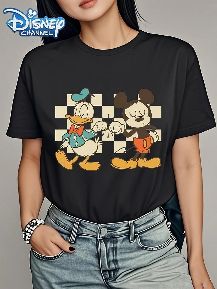 2026 Summer Disney Mickey Donald Duck Graphic Tshirt Men Women Fashion Cotton Quality Casual Loose Short Sleeve Classic Unisex