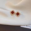 2024 Exquisite High-End Retro Silver Needle Red Heart Flower Earrings for Women