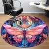 1PC Butterfly StainedGlass Office Round Area Rug, Indoor Mat Suitable For Office, Under Office Chairs Bedroom Living Room Home Decor, Room Deco 138
