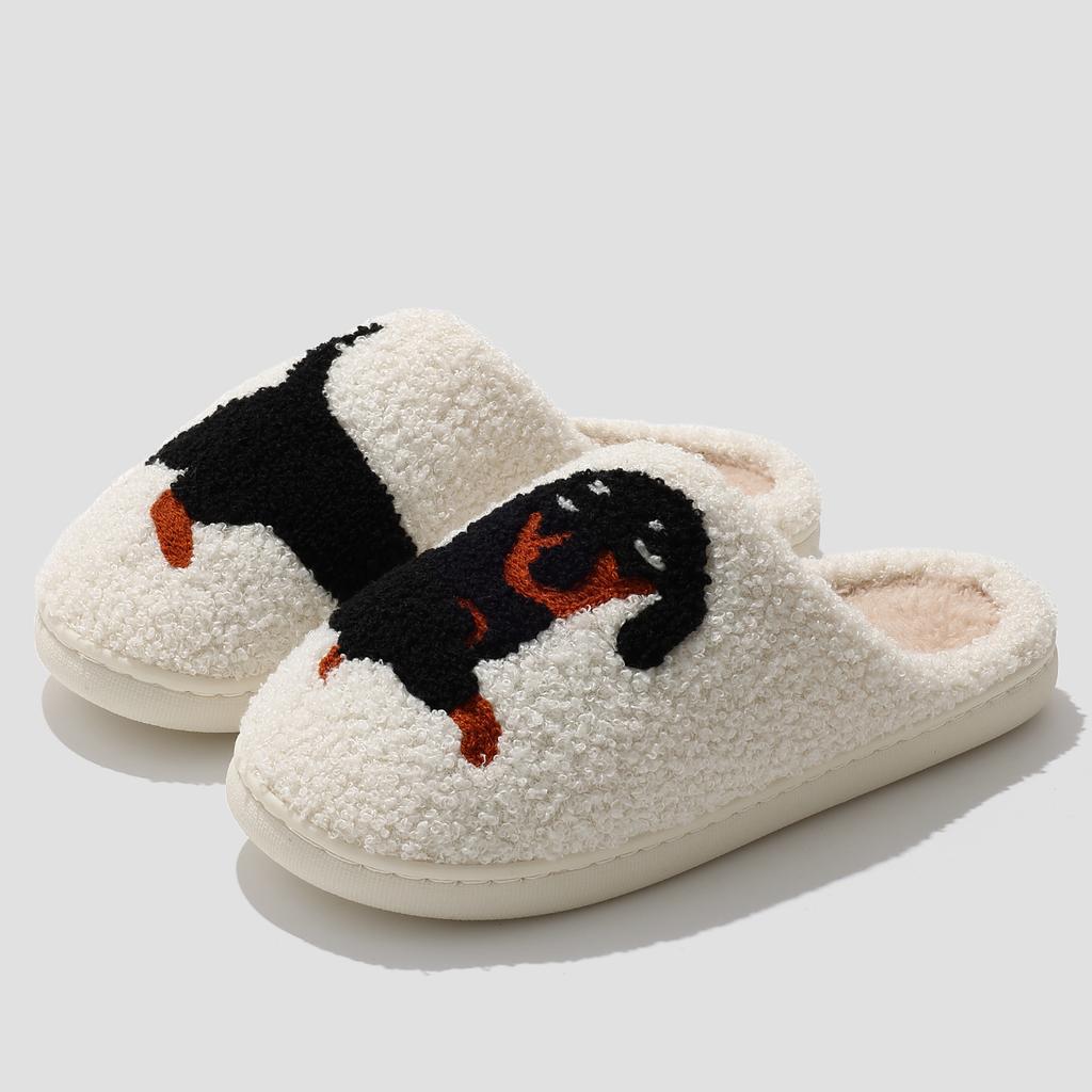 New Christmas Elk Cotton Slippers Non-slip Thick Bottom Plush Winter Indoor Home New