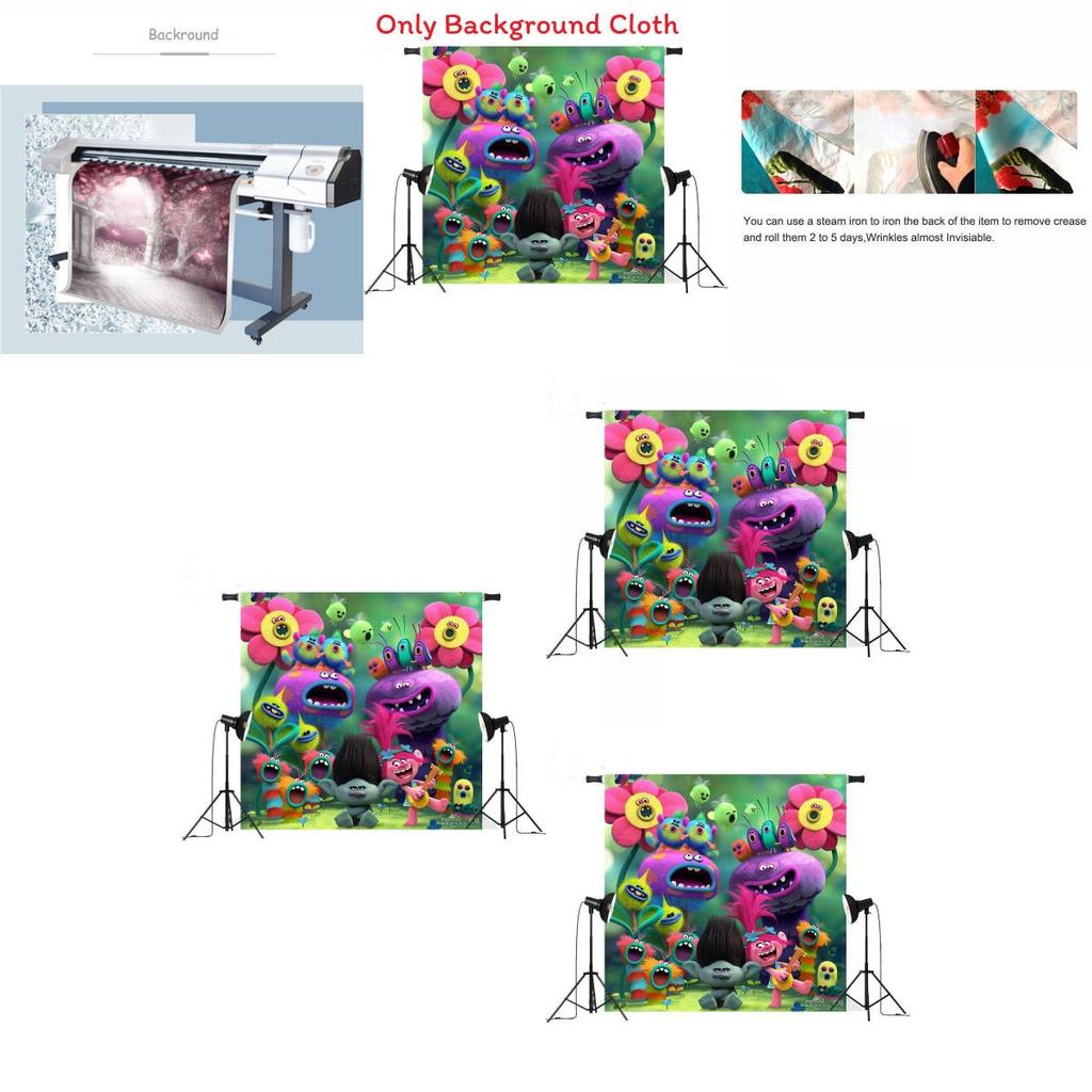 Trolls World Tour Christmas Photography Backdrop For Kids Photo Studio Creative Decor