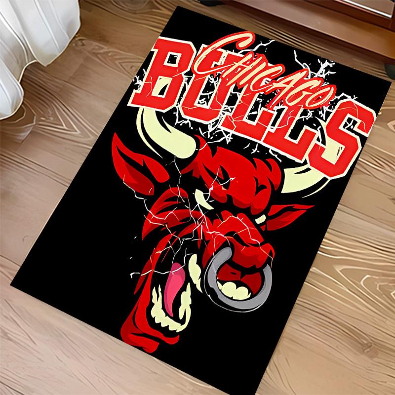 Chicago Bulls logo Print Area Rug-Soft,Washable Non-Slip Indoor Mat Office Chairs,Living Room,Home Office Decorative Rug