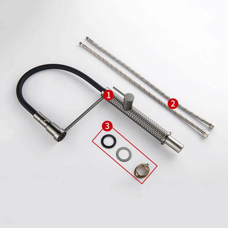 Copper Kitchen Hot And Cold Wash Basin Faucet Gun Grey Retractable Universal Rotary Sink Faucet Pull Down Kitchen Faucet